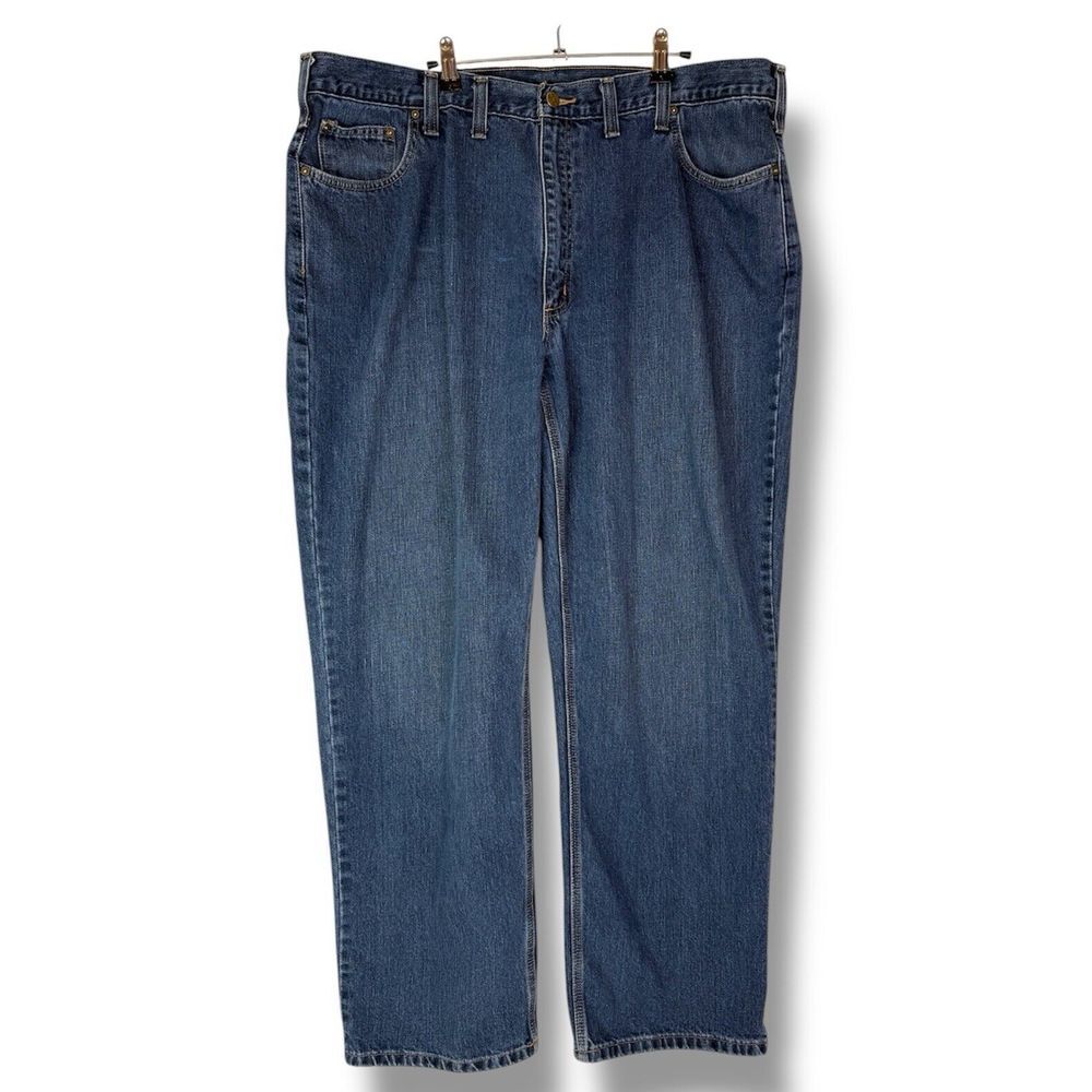 Carhartt Jeans Men's 44x32 Relaxed Straight Let Blue‎ Denim Workwear Logo